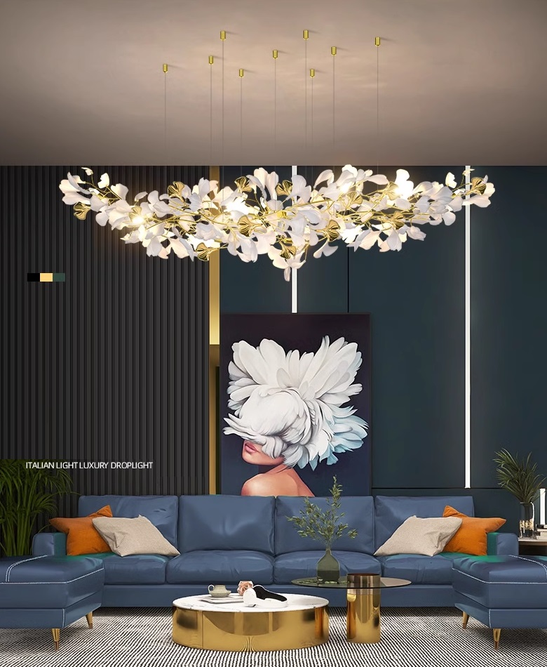 Светильник DZN-13796 ЗОЛОТО + БЕЛАЯ КЕРАМИКА D2000*600/H600+2000/12/G9/10W GINKOA