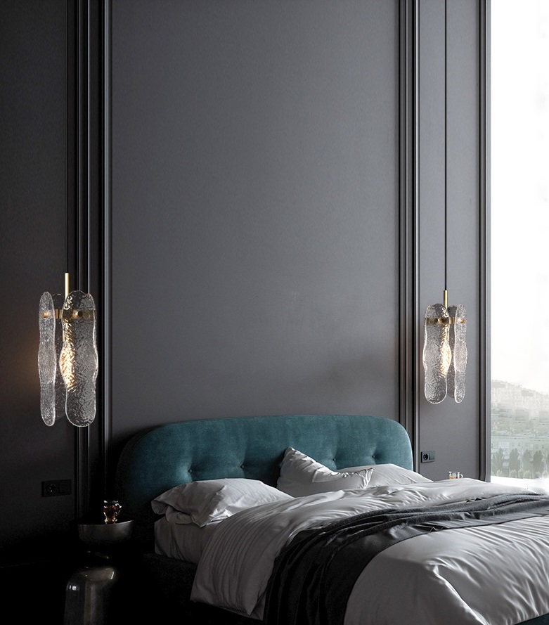 Светильник DZN-13801 ЗОЛОТАЯ БРОНЗА ` D130/H350+1500/1/E14/40W высококачественное стекло ручной рабо