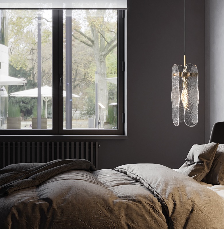 Светильник DZN-13801 ЗОЛОТАЯ БРОНЗА ` D130/H350+1500/1/E14/40W высококачественное стекло ручной рабо