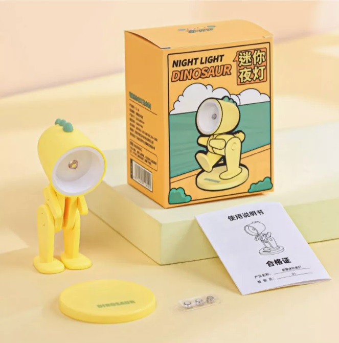 Светильник SPF-13034 ЖЁЛТЫЙ DINOSAUR Ночник-игрушка с фонариком светодиодный Динозаврик с мaгнитом 2