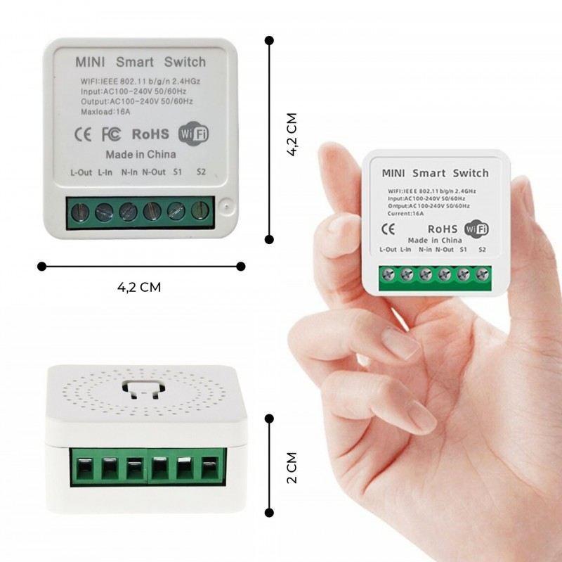 Реле 1-х канальное 1CH WI-FI SWITCH MODULE УМНЫЙ-ДОМ max16A IP20 42*42*20mm SPF10579 23-12