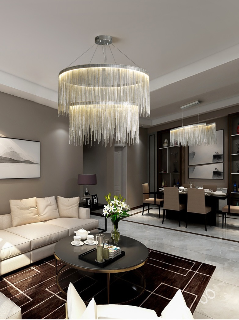 Светильник подвесной DZN-13130 СЕРЕБРО ` D700+500/H2000/2/LED/120W/3000-6500K COVER