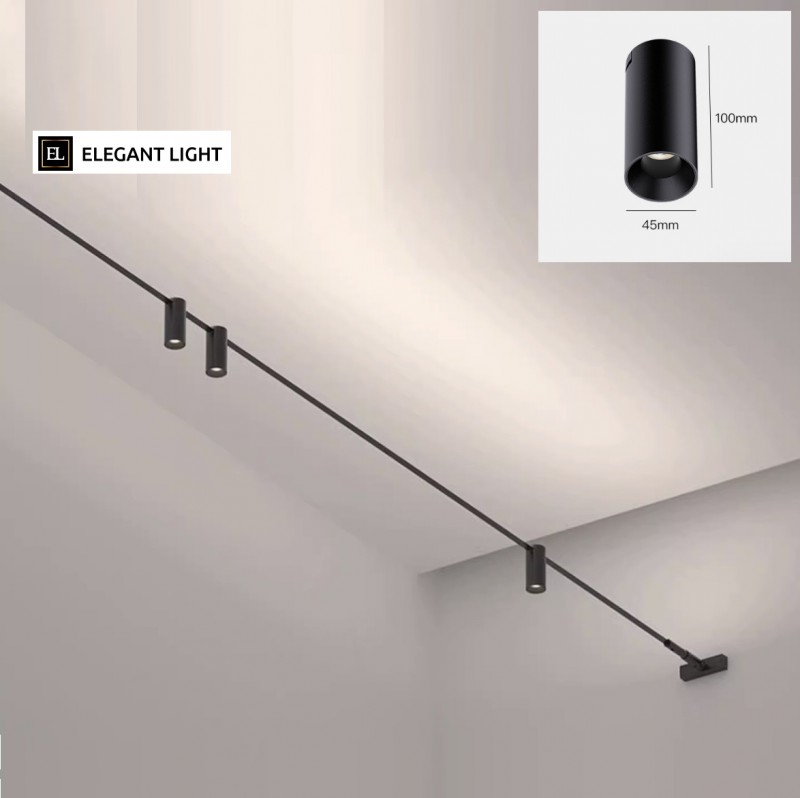 Светильник для струнной системы освещения DZN-45106 BLACK ` DAVIDE GROPPI INFINITO D45/H100/1/LED/8W