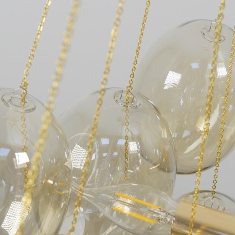 Светильник ElegantLight DZN-21807 ЗОЛОТО+КОНЬЯЧНЫЙ D/H/6/E27/40W+19 стеклянных плафонов без ламп GRA