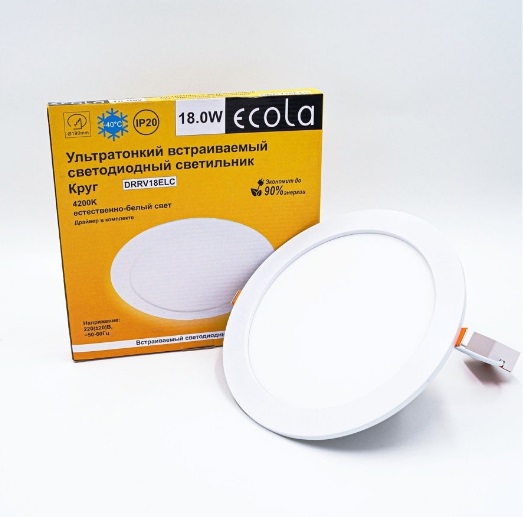 _Ecola LED downlight встраив. Круглый даунлайт с драйвером 18W 220V 4200K 225x20