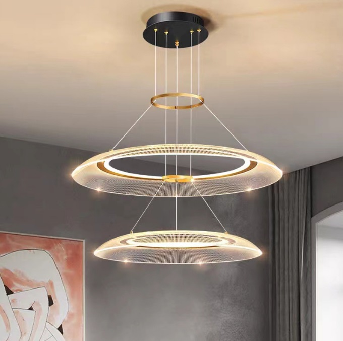 Светильник подвесной DZN-11318 ЧЕРНЫЙ/ЗОЛОТО ` D650+750/H2000/2/LED/50W/4000K VIDIA