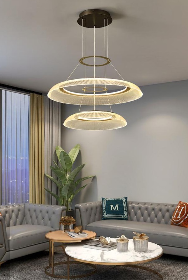 Светильник подвесной DZN-11318 ЧЕРНЫЙ/ЗОЛОТО ` D650+750/H2000/2/LED/50W/4000K VIDIA