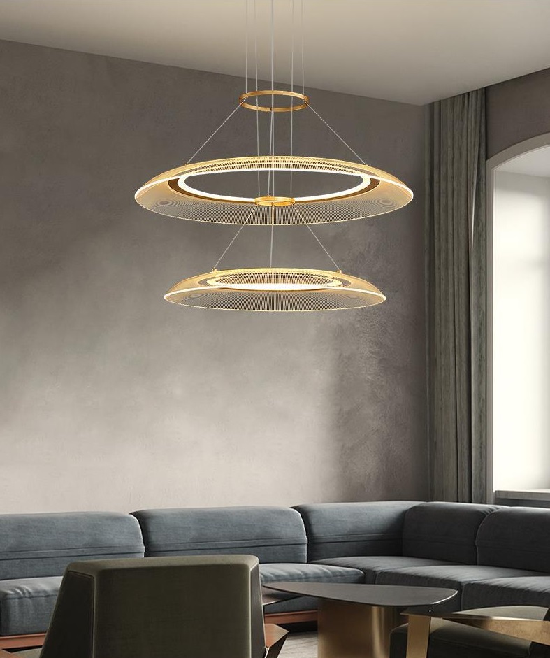 Светильник подвесной DZN-11318 ЧЕРНЫЙ/ЗОЛОТО ` D650+750/H2000/2/LED/50W/4000K VIDIA