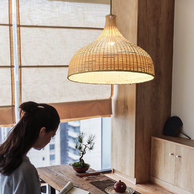 Светильник DZN-8518 РОТАНГ ` D450*330/H1500/1/E27/40W RATTAN WABI-SABI