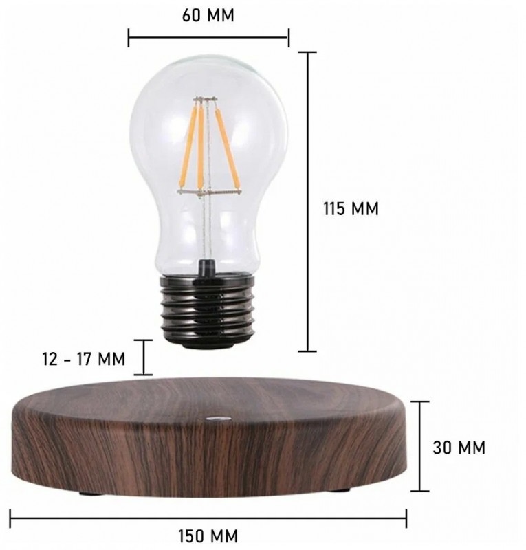 Светильник DZN-11371 МАТ.РОМ+ПРОЗРАЧНЫЙ ` D150/H150/1/LED/6W/2800-4500-6500K с магнитной левитацией