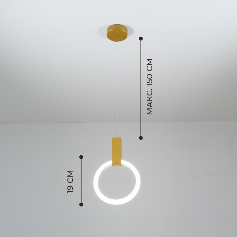 Светильник подвесной SAPFIR SPF-5380 ЗОЛОТО ` D190/H1500/1/LED/8W/4500K SYLE2 23-05