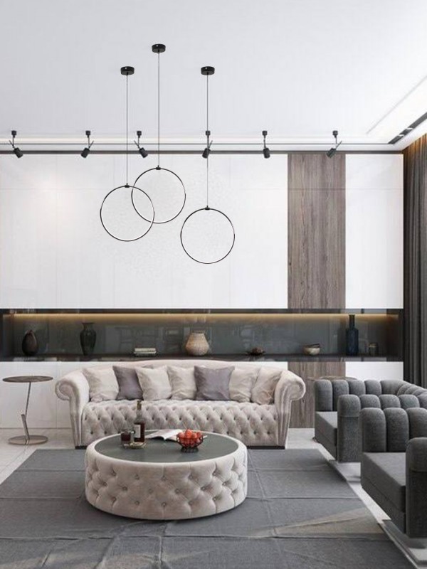 Светильник подвесной SPF-8659 BLACK/ЧЕРНЫЙ ГЛЯНЕЦ ` D500/H1500/1/LED/20W 22-08 HOOP1