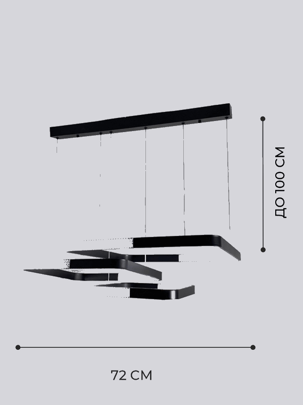 Светильник подвесной SAPFIR SPF-8725 BLACK/ЧЕРНЫЙ ` D720*500/H1000/3/LED/2*88W без ПДУ TERRA 23-05