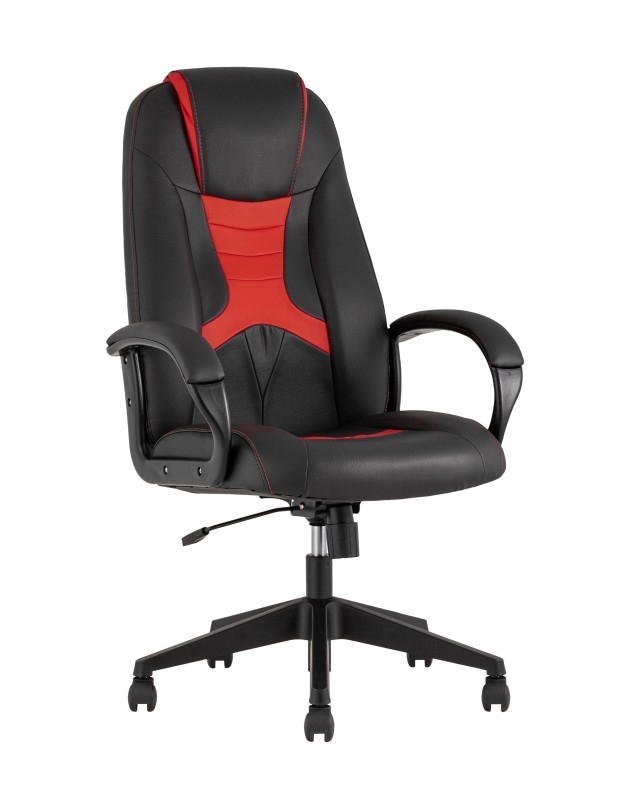 TopChairs ST-CYBER 8 RED ткань/экокожа черный/красный