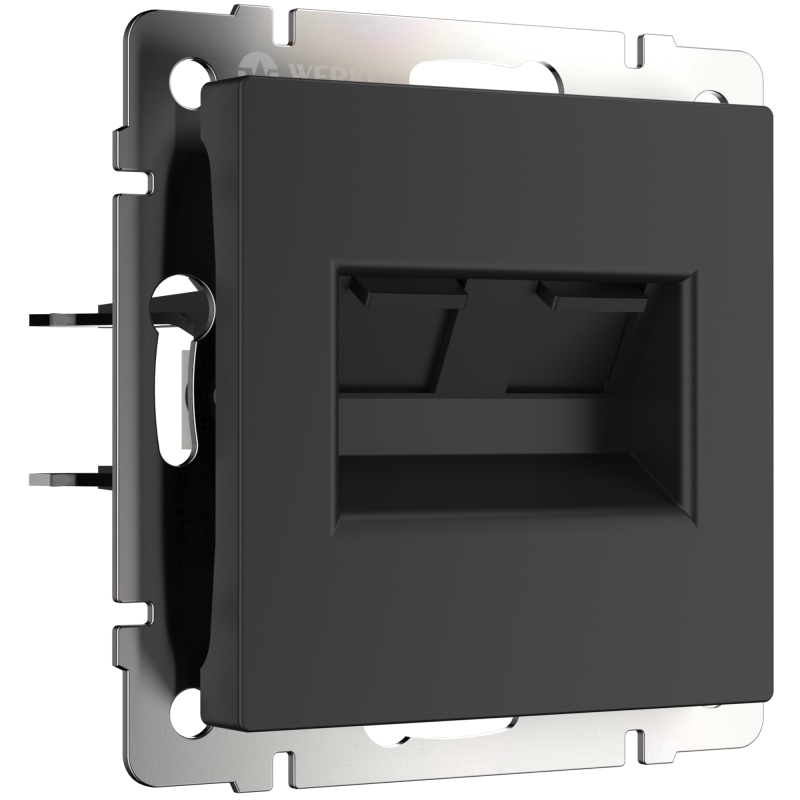 WERKEL WL08-RJ45+RJ45 / Розетка двойная Ethernet RJ-45 (черный матовый)