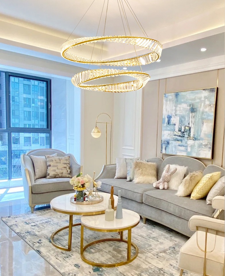 Светильник DZN-54456 ЗОЛОТО ` D800 + 600/H1500/2/LED/.W/4000K