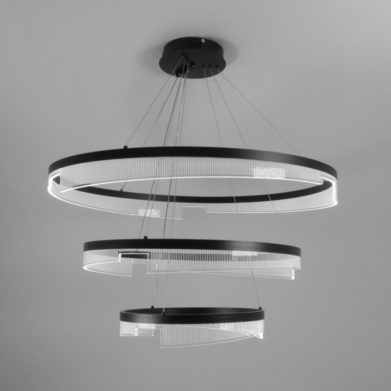 Светильник ElegantLight DZN-4511 ЧЕРНЫЙ ` D800+600+400/H2000/3/LED/200W 2.4G ZEBRA 23-12