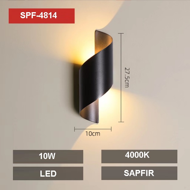 Светильник настенный SAPFIR SPF-4814 BLACK/ЧЕРНЫЙ ` D100/H275/2/LED/10W/4000K IP65 NUOVO 22-07 (1/30