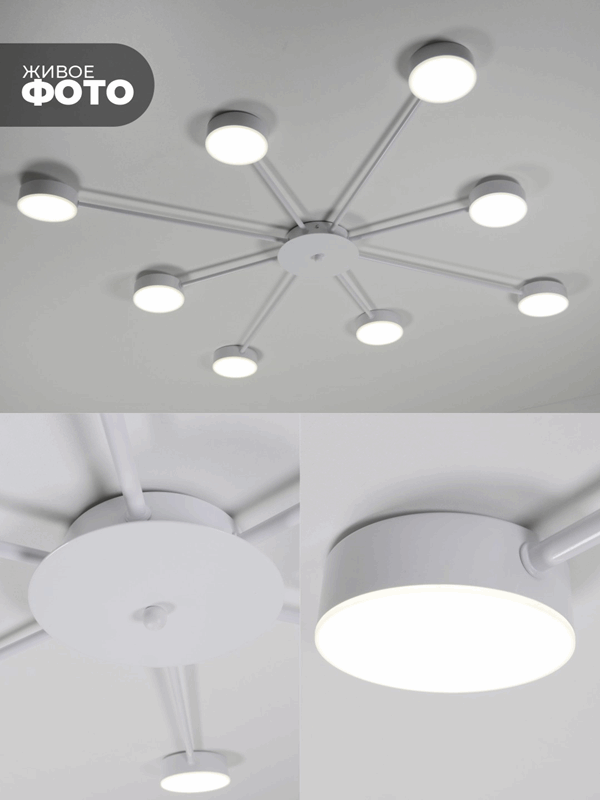 Светильник потолочный SAPFIR SPF-9390 WHITE/БЕЛЫЙ ` D1080/H120/8/LED/48W/4000K GERHORT