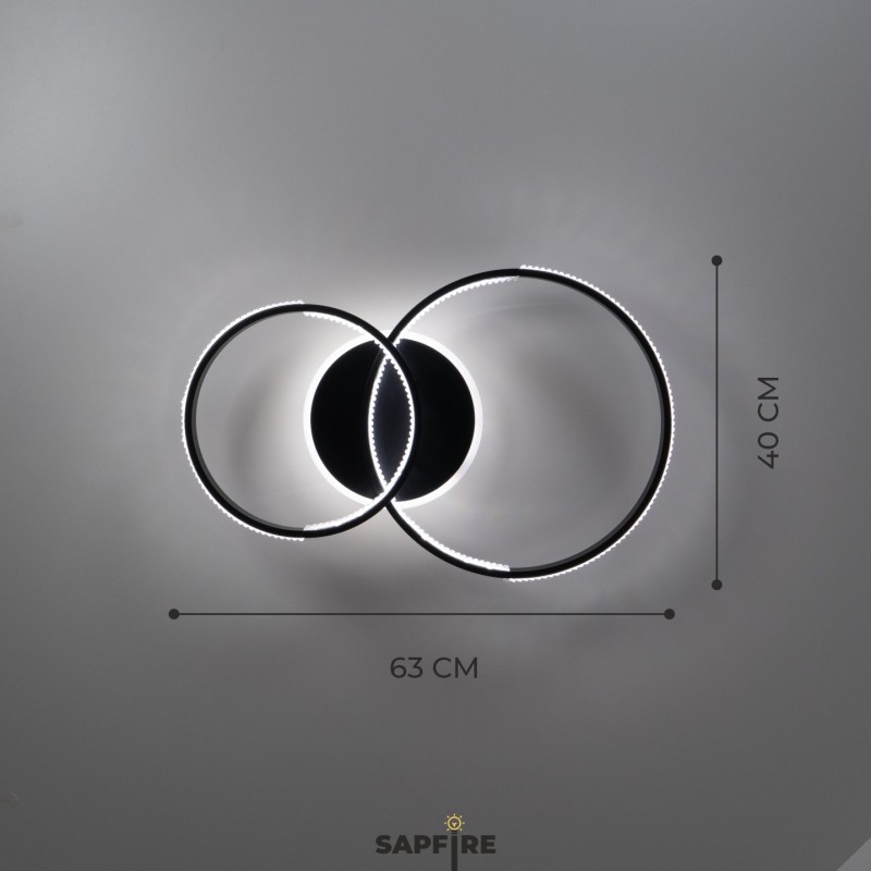 Светильник (2202-400-2BK) SPF-9406 ЧЕРНЫЙ ` D630*400/H110/2/LED/2*56W 3 режима без ПДУ TERRA 24-12