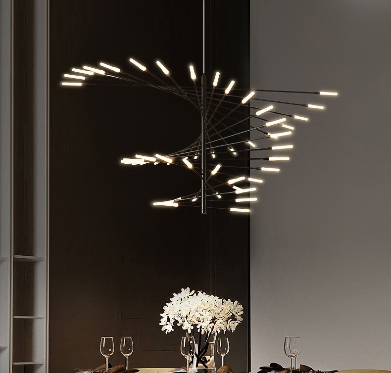 Светильник ElegantLight DZN-6314 ЧЕРНЫЙ ` D1400/H700+1000/50/LED/50W/4000K SPOKES VSST