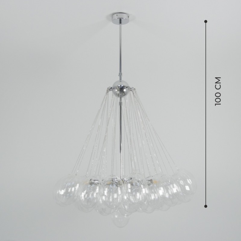 Светильник ElegantLight DZN-20635 РОМ+ПРОЗРАЧНЫЙ D/H/12/E27/40W+37 стеклянных плафонов без ламп GRA