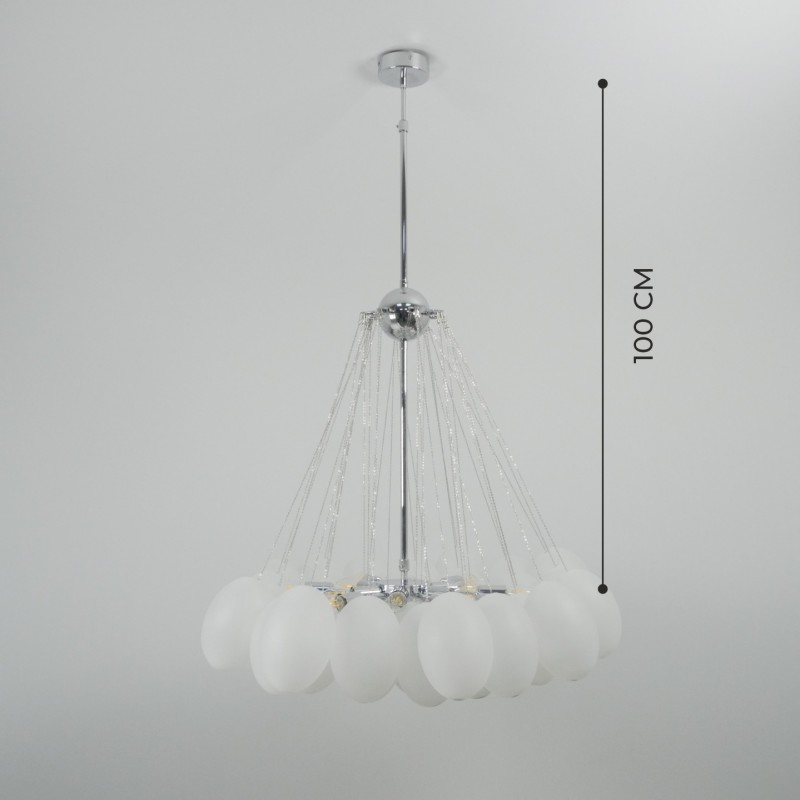 Светильник ElegantLight DZN-21762 РОМ+БЕЛЫЙ МАТОВЫЙ ` D/H/12/E14/40W+37 стеклянных плафонов без лам