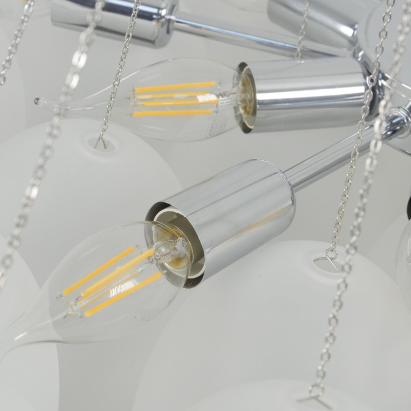 Светильник ElegantLight DZN-21762 РОМ+БЕЛЫЙ МАТОВЫЙ ` D/H/12/E14/40W+37 стеклянных плафонов без лам