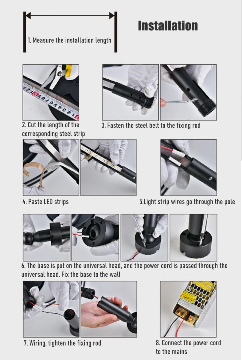 Струнная система освещения DZN-6351 ЧЕРНЫЙ ` D100/H5000/ с блоком питания и св/д лентой 4000K SKYLIN