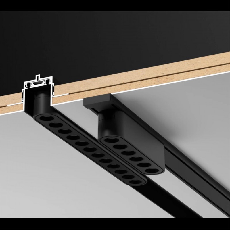 SHINO NT23 042 черный Низковольтный накладной шинопровод 2м, заглушки в комплекте IP20 48V SM